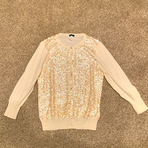 JCrew ivory sequin cardigan